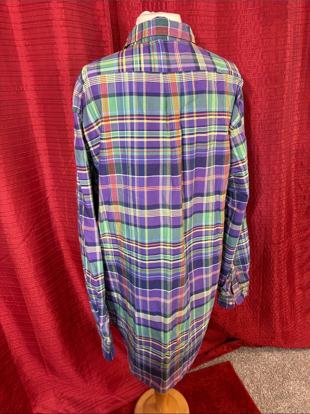 Ralph Lauren Classic Purple & Green Plaid Button-Down Shirt - Picture 7 of 8